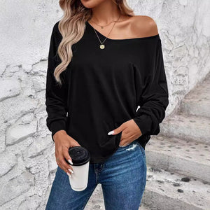 Elegant women's V - neck splicing fashion lace long - sleeved T-shirt top women's clothing - Negative Apparel