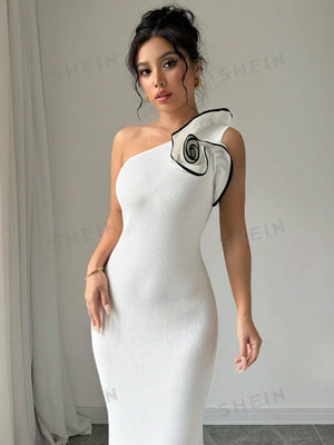 Elenzya Oblique - Shoulder Bodycon Mermaid Sweater Dress - Negative Apparel