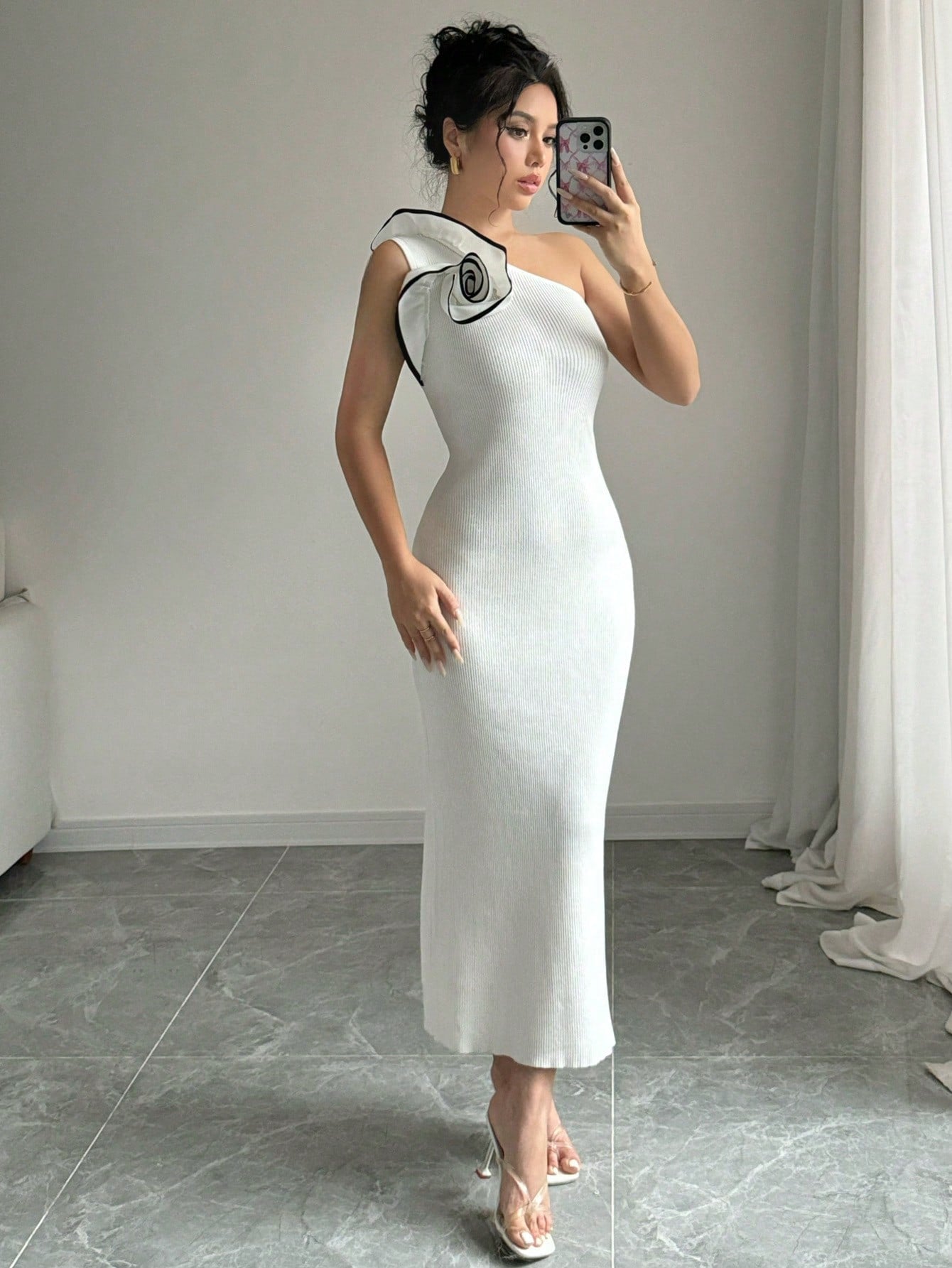 Elenzya Oblique - Shoulder Bodycon Mermaid Sweater Dress - Negative Apparel