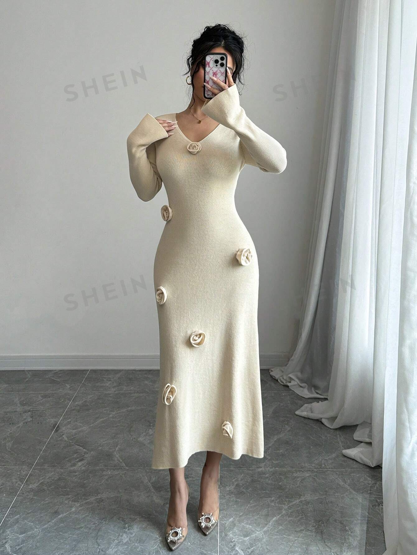 Long sleeve fitted maxi dress hotsell