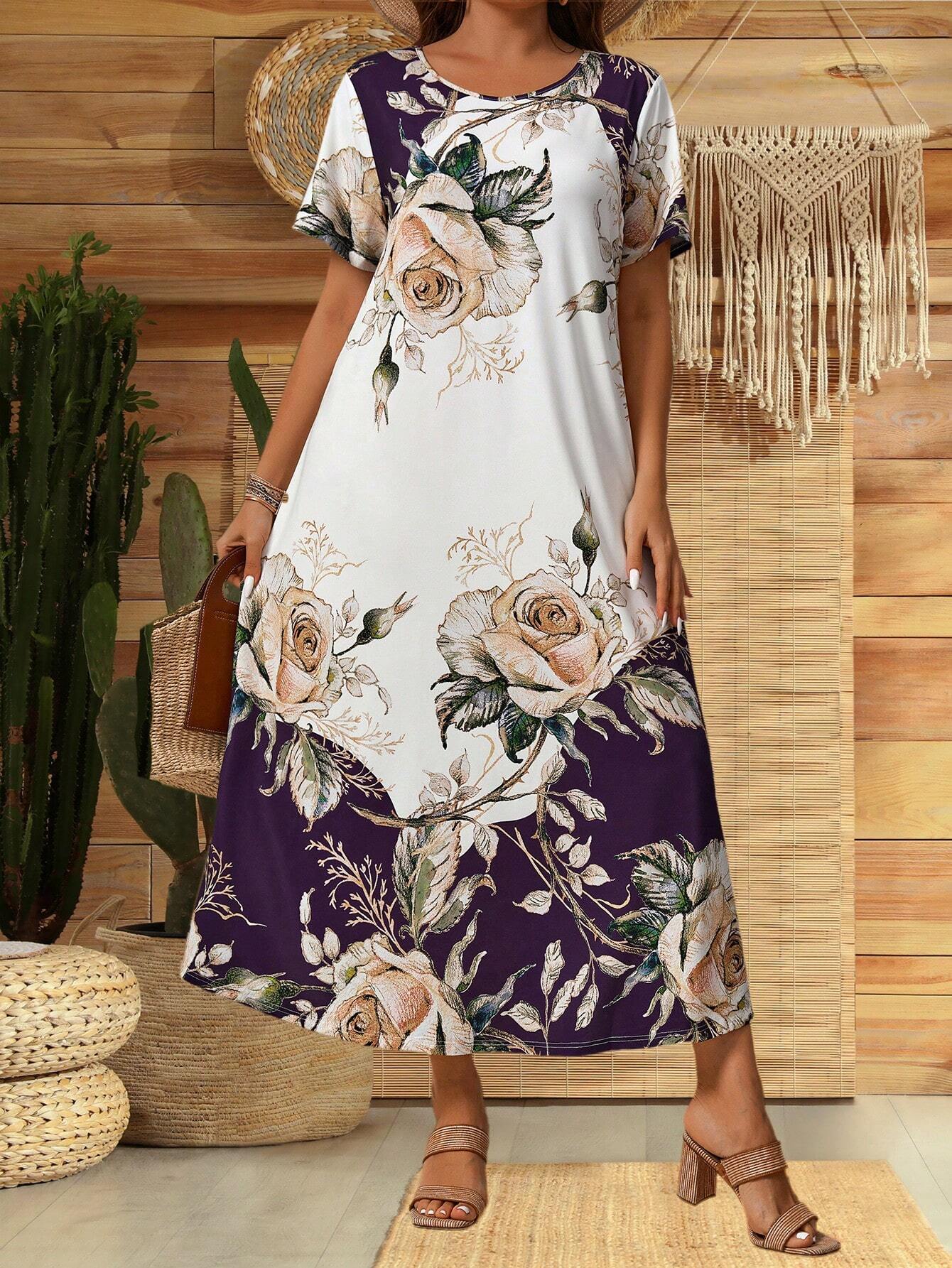 EMERY ROSE Plus Floral Print Dress - Negative Apparel