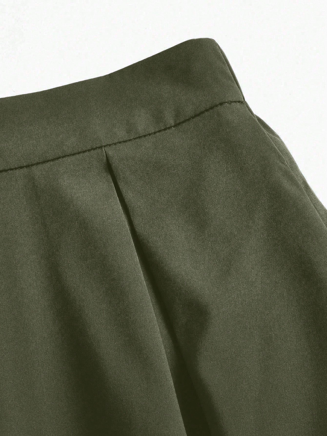 EMERY ROSE Plus Solid Slant Pocket Plicated Detail Skirt Women Maxi Skirt - Negative Apparel