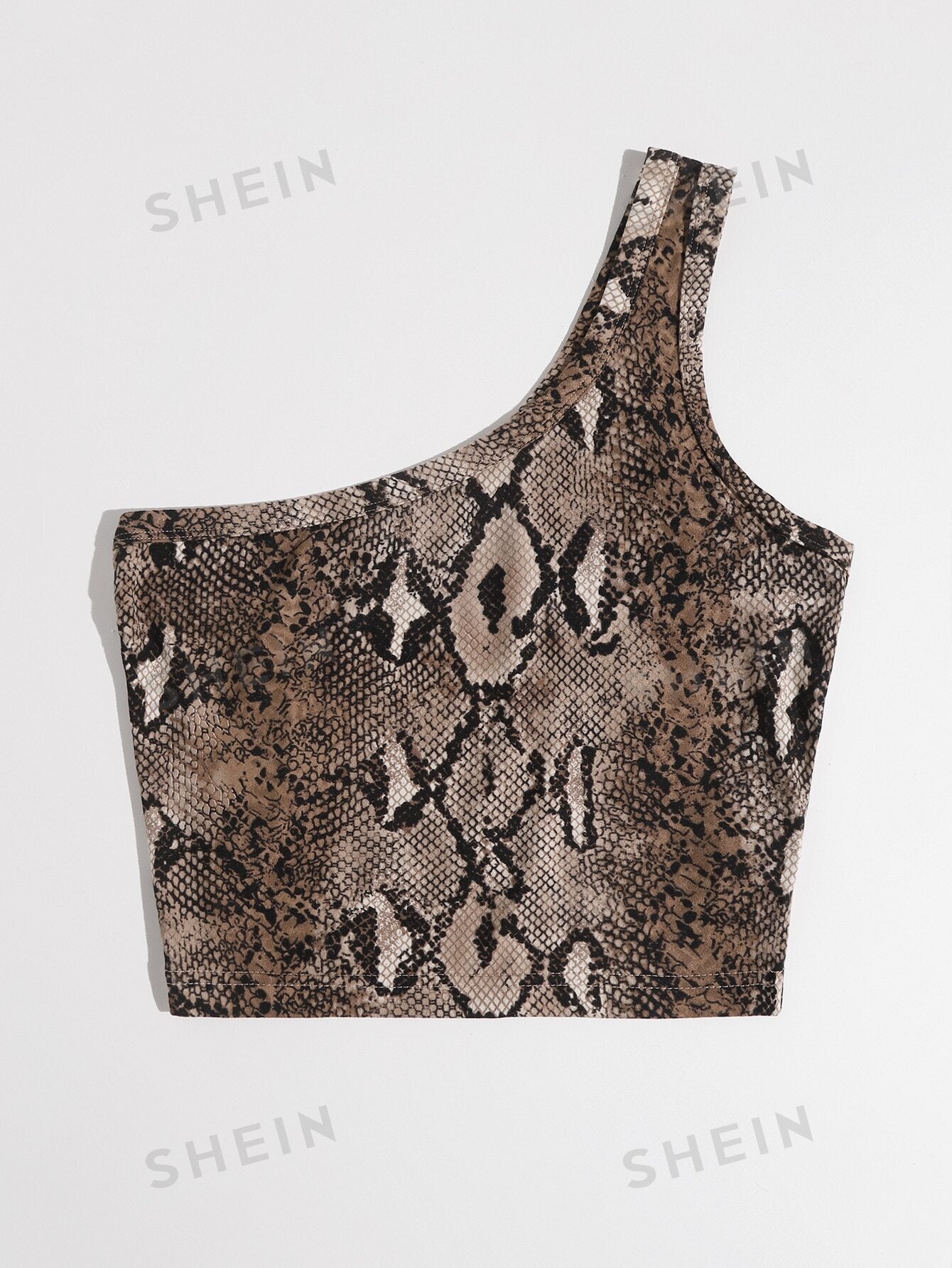 Essnce One Shoulder Snakeskin Print Top - Negative Apparel