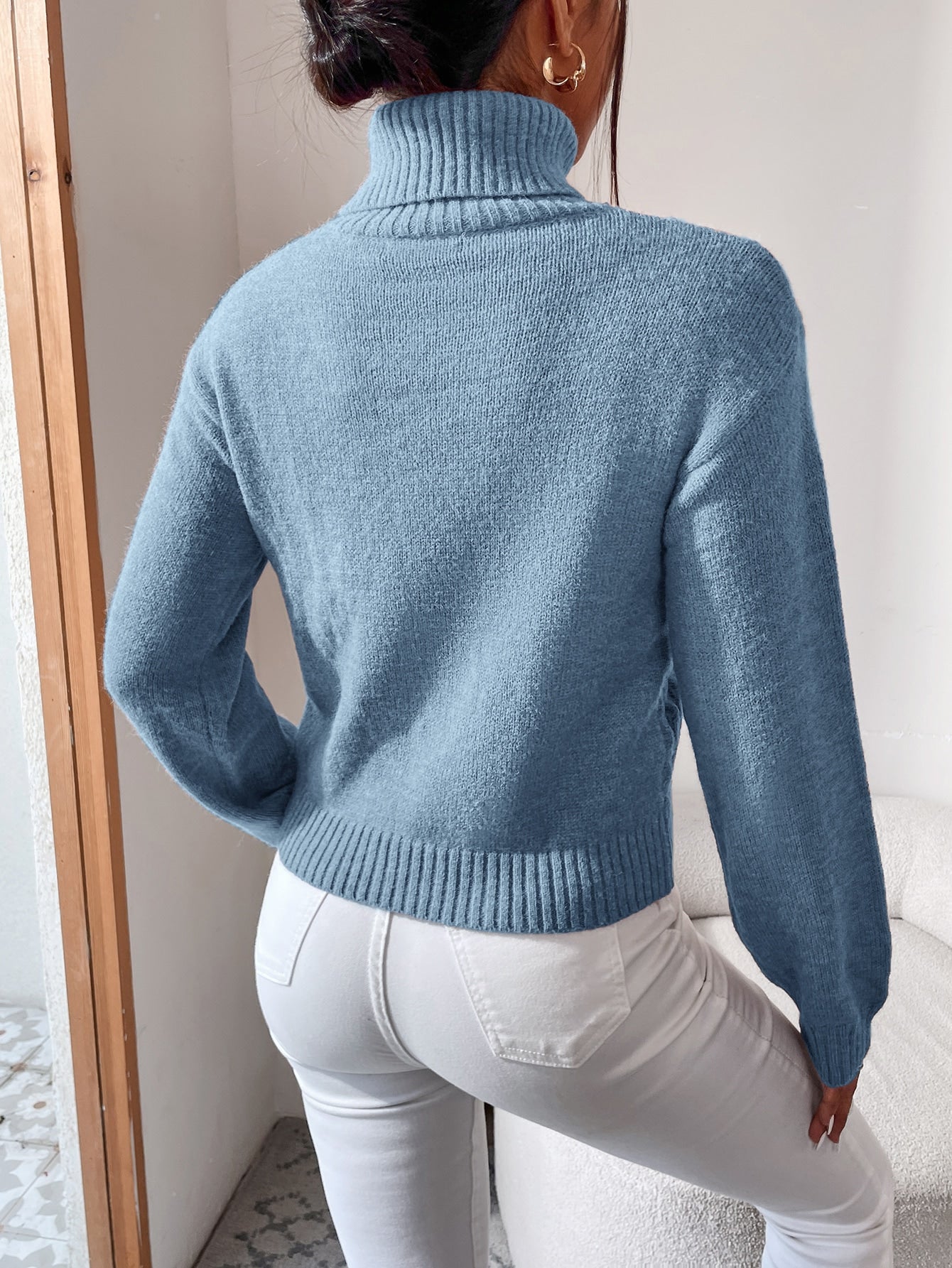 Essnce Turtleneck Cable Knit Sweater - Negative Apparel