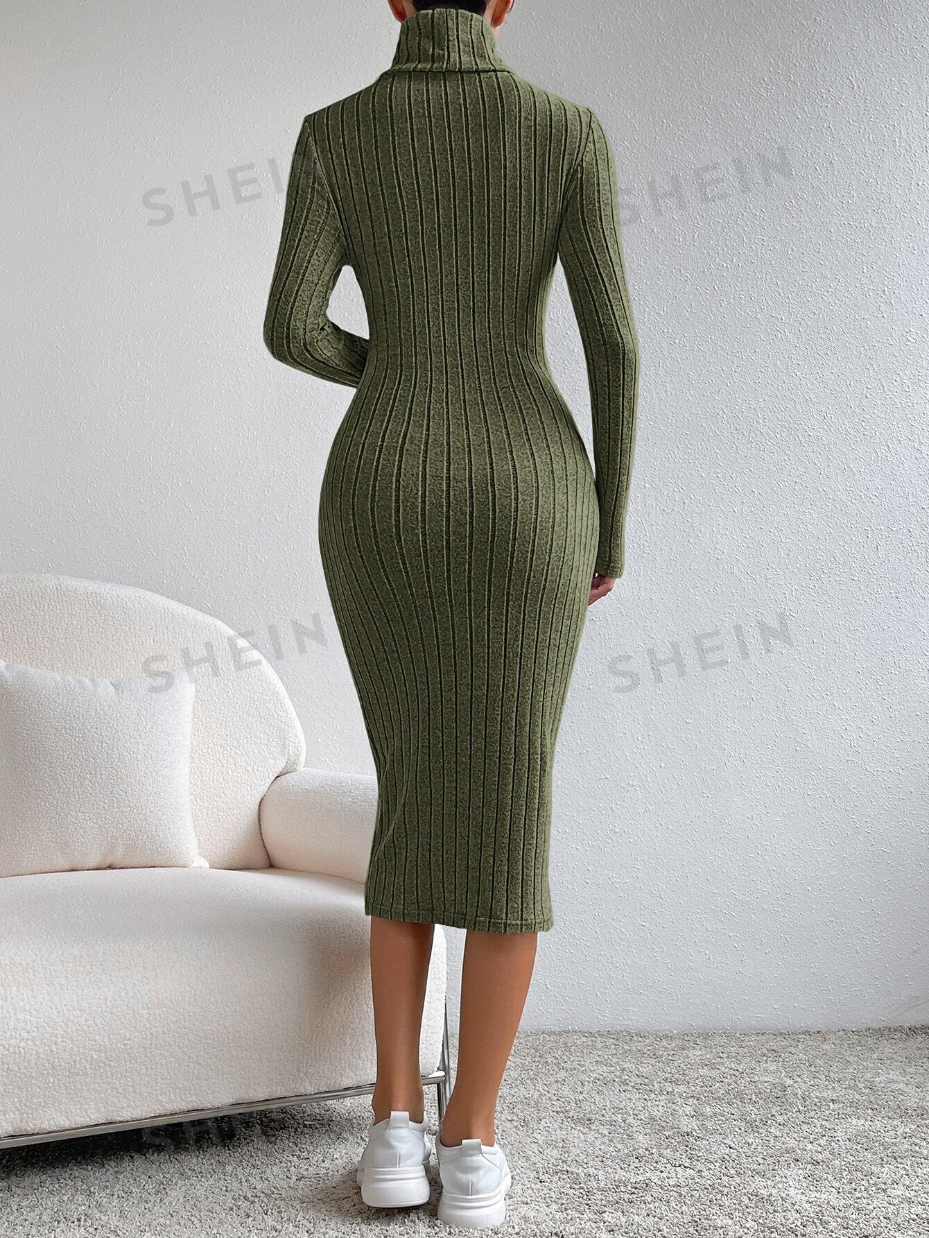 Essnce Turtleneck Ribbed Knit Bodycon Dress - Negative Apparel