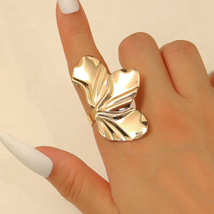 European and American retro exaggerated golden flower earrings simple temperament matte irregular petal earrings alloy earrings for women FD - Negative Apparel