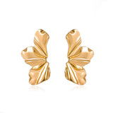 European and American retro exaggerated golden flower earrings simple temperament matte irregular petal earrings alloy earrings for women - Negative Apparel