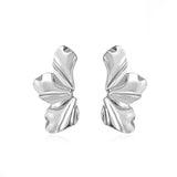 European and American retro exaggerated golden flower earrings simple temperament matte irregular petal earrings alloy earrings for women - Negative Apparel
