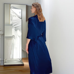 European and Americanice silk pajamas women's home leisure long pajamas women's bathrobes loungewear WP3200 - Negative Apparel