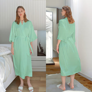 European and Americanice silk pajamas women's home leisure long pajamas women's bathrobes loungewear WP3200 - Negative Apparel