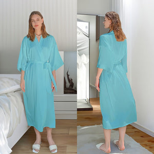 European and Americanice silk pajamas women's home leisure long pajamas women's bathrobes loungewear WP3200 - Negative Apparel