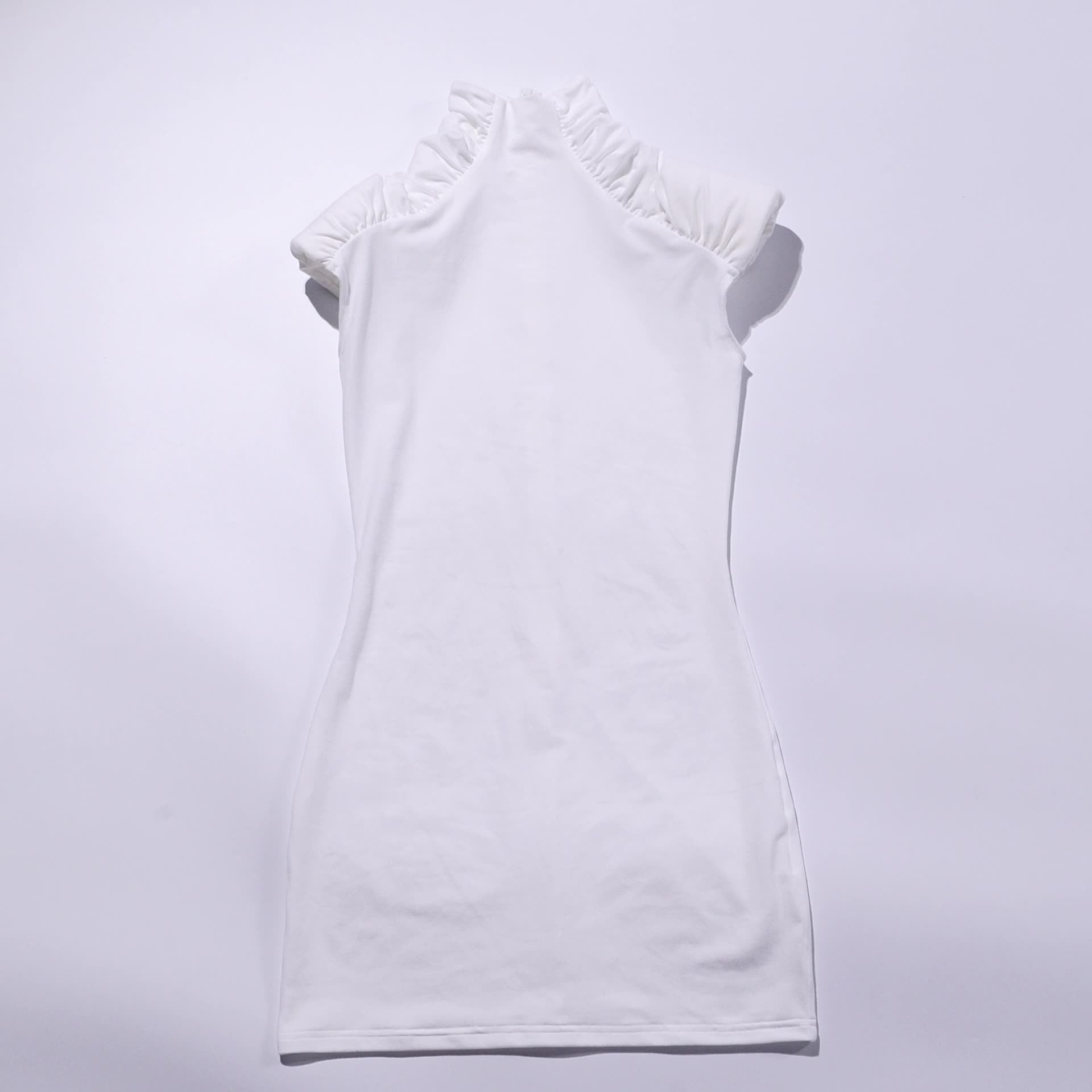 European‑style sexy bodycon short dress with pleats & shoulder pads - Negative Apparel