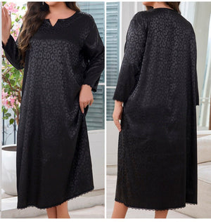 explosion of new large - size fashion lazy home pajamas women's long - sleeved leopard print loose nightdress 22280 - Negative Apparel