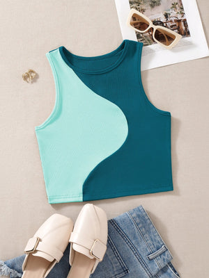 EZwear Color Block Ribbed Knit Tank Top - Negative Apparel