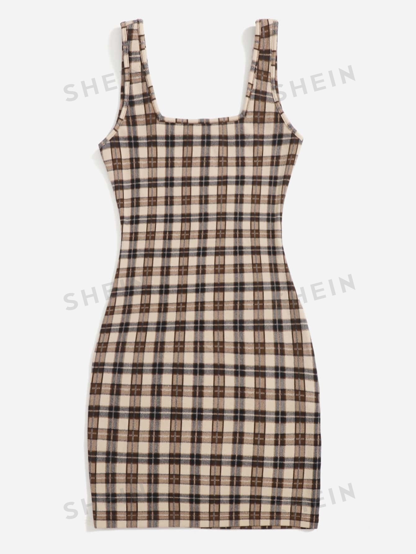 EZwear Plaid Print Cami Dress - Negative Apparel