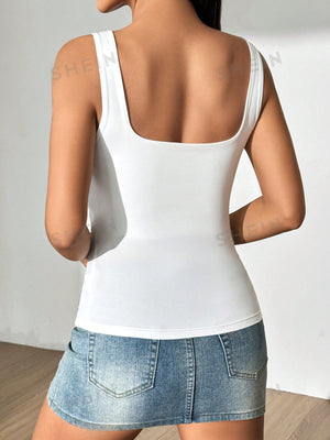 EZwear Summer Casual Fashionable Solid Color Slim Fit Tank Top - Negative Apparel