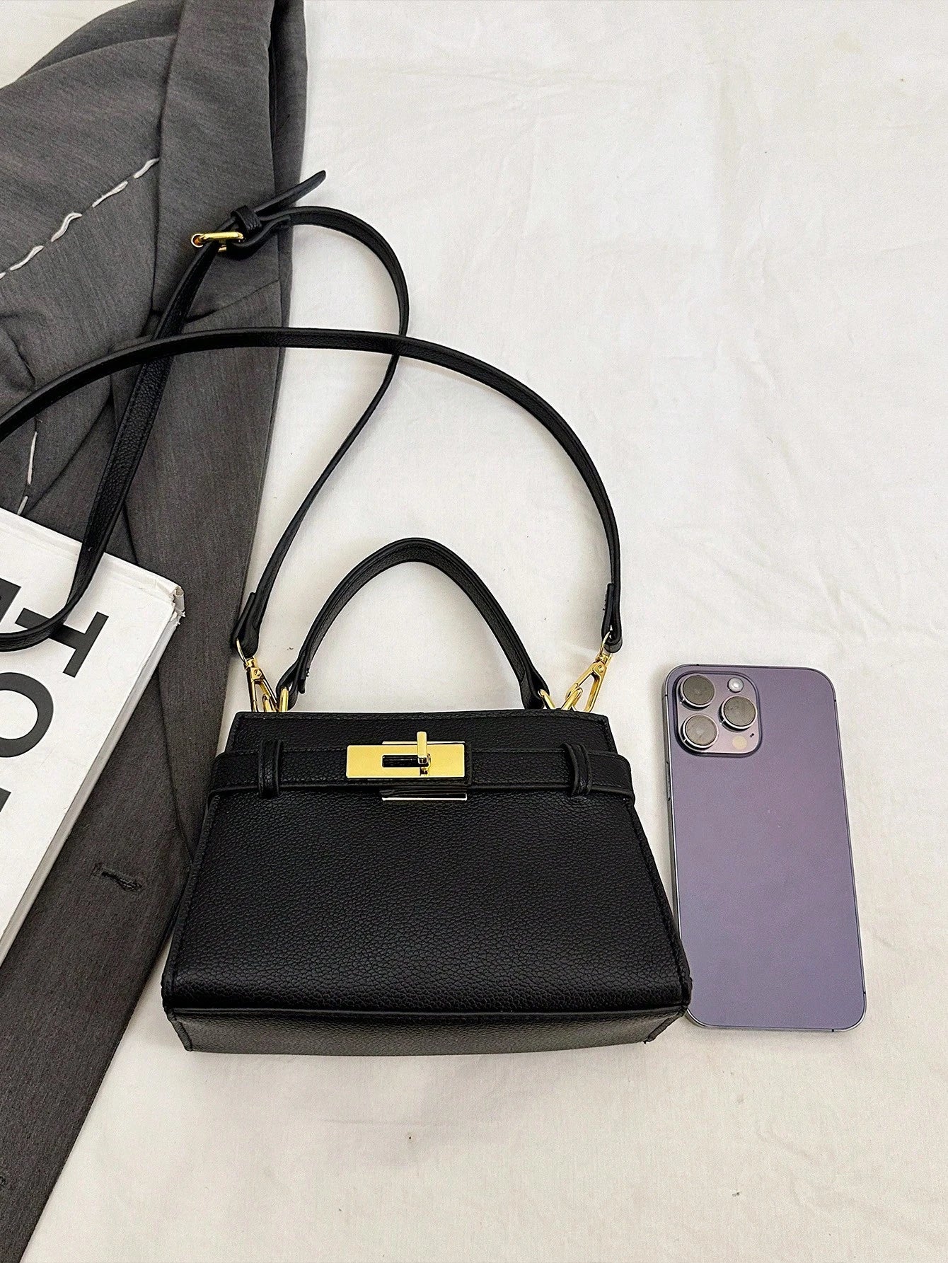 Fashionable High - End Litchi Grain Women's Handbag FD - Negative Apparel