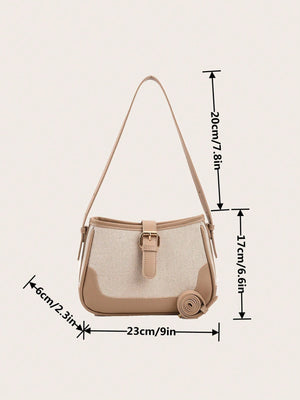 Fashionable Linen Cloth Color Blocking Elegant Shoulder Cross-body Bag - Negative Apparel
