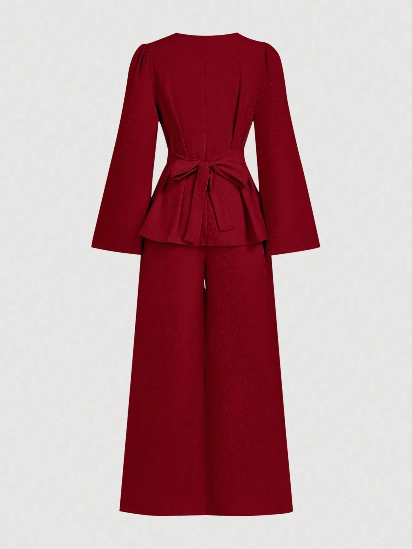 Firerie 2pcs Women Autumn/Winter Lace Up Long Sleeve Blouse Top And Mermaid Hem Skirt Set FD - Negative Apparel