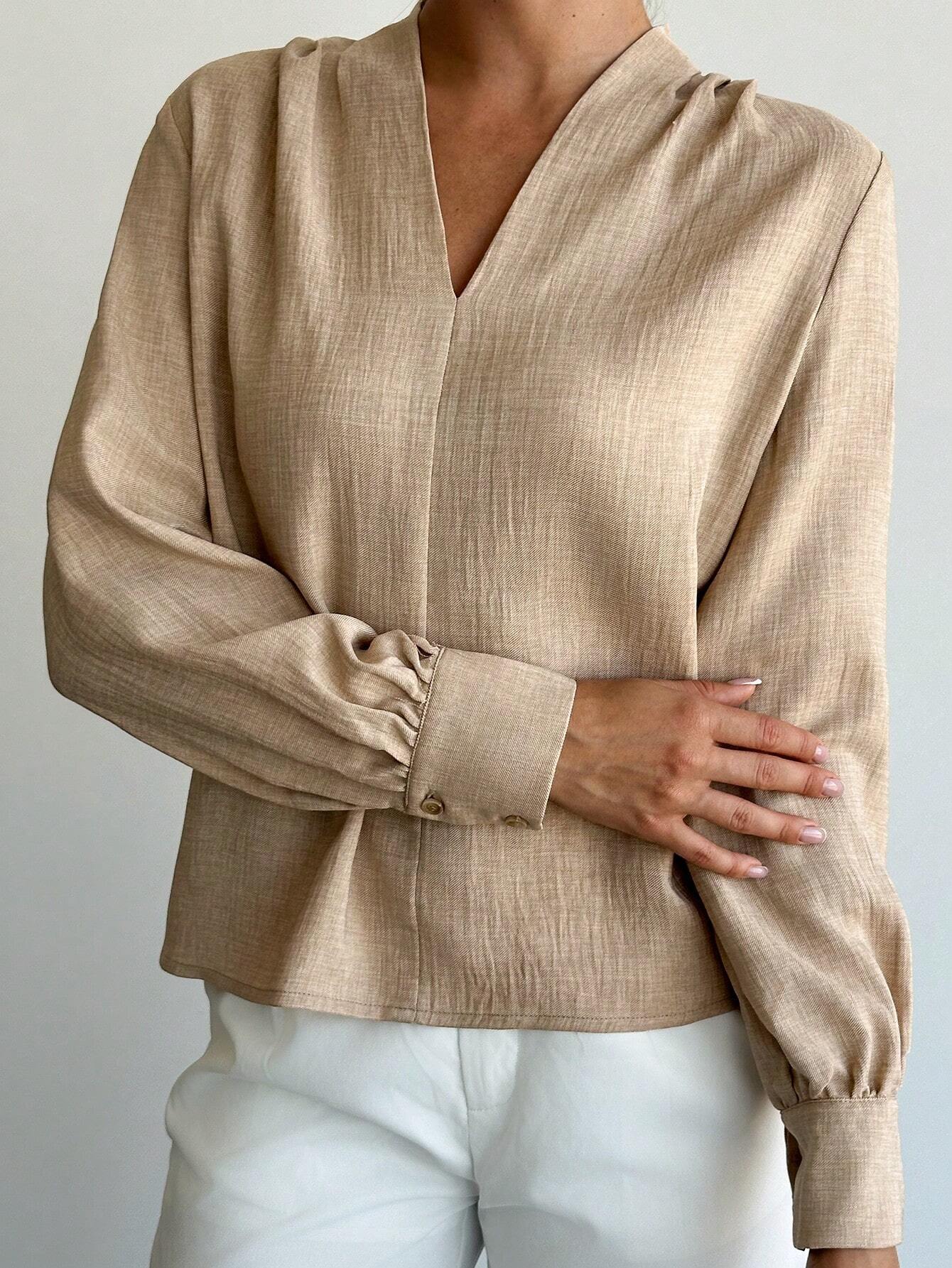 Firerie New Autumn/Winter Women Casual V - Neck Long Sleeve Shirt, Elegant Fashion Music Festival & Office Work Outfit - Negative Apparel