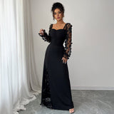 Flora Royale | Square - Neck Puff Sleeve Maxi Dress - Negative Apparel