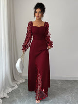 Flora Royale | Square - Neck Puff Sleeve Maxi Dress - Negative Apparel