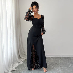 Flora Royale | Square - Neck Puff Sleeve Maxi Dress - Negative Apparel