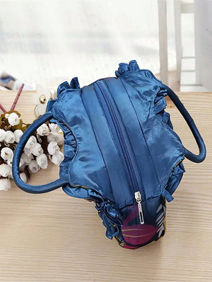 Floral Decoration Drawstring Small Handbag, Trendy Evening Bag, Simple Phone Bag - Negative Apparel