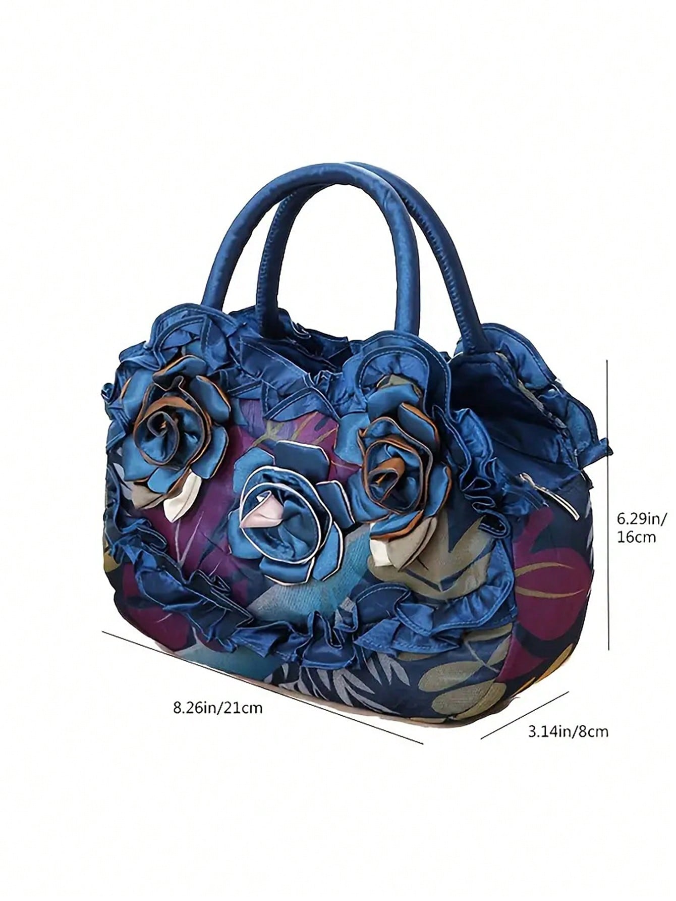 Floral Decoration Drawstring Small Handbag, Trendy Evening Bag, Simple Phone Bag - Negative Apparel