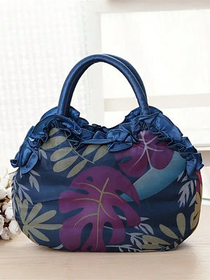 Floral Decoration Drawstring Small Handbag, Trendy Evening Bag, Simple Phone Bag - Negative Apparel