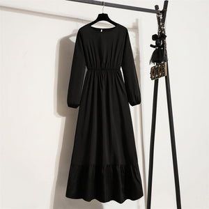 Floral dress children's new sweet temperament long - sleeved high - waisted chiffon dress light luxury - Negative Apparel