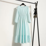 Floral dress children's new sweet temperament long - sleeved high - waisted chiffon dress light luxury - Negative Apparel