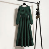 Floral dress children's new sweet temperament long - sleeved high - waisted chiffon dress light luxury - Negative Apparel