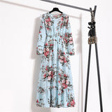 Floral dress children's new sweet temperament long - sleeved high - waisted chiffon dress light luxury - Negative Apparel