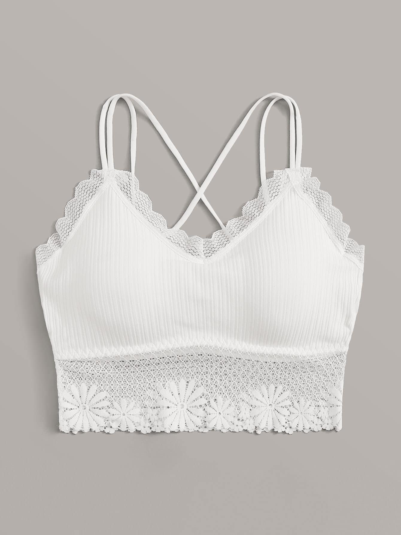 Floral Lace Crisscross Bralette Lingerie - Negative Apparel