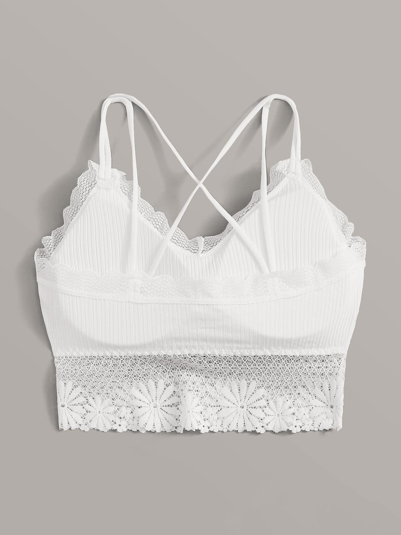 Floral Lace Crisscross Bralette Lingerie - Negative Apparel