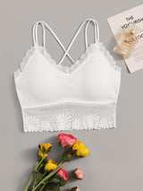 Floral Lace Crisscross Bralette Lingerie - Negative Apparel