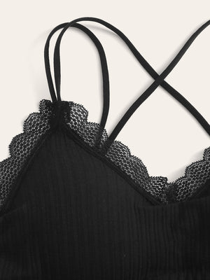 Floral Lace Crisscross Bralette Lingerie - Negative Apparel