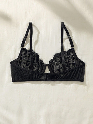 Floral Lace Underwire Bra Lingerie - Negative Apparel