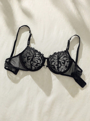 Floral Lace Underwire Bra Lingerie - Negative Apparel