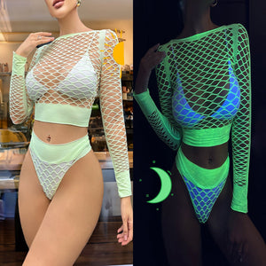Fluorescent Green Nylon Outfit – Cute Girl / Prom Queen Role - Playing, Made Garment - Negative Apparel