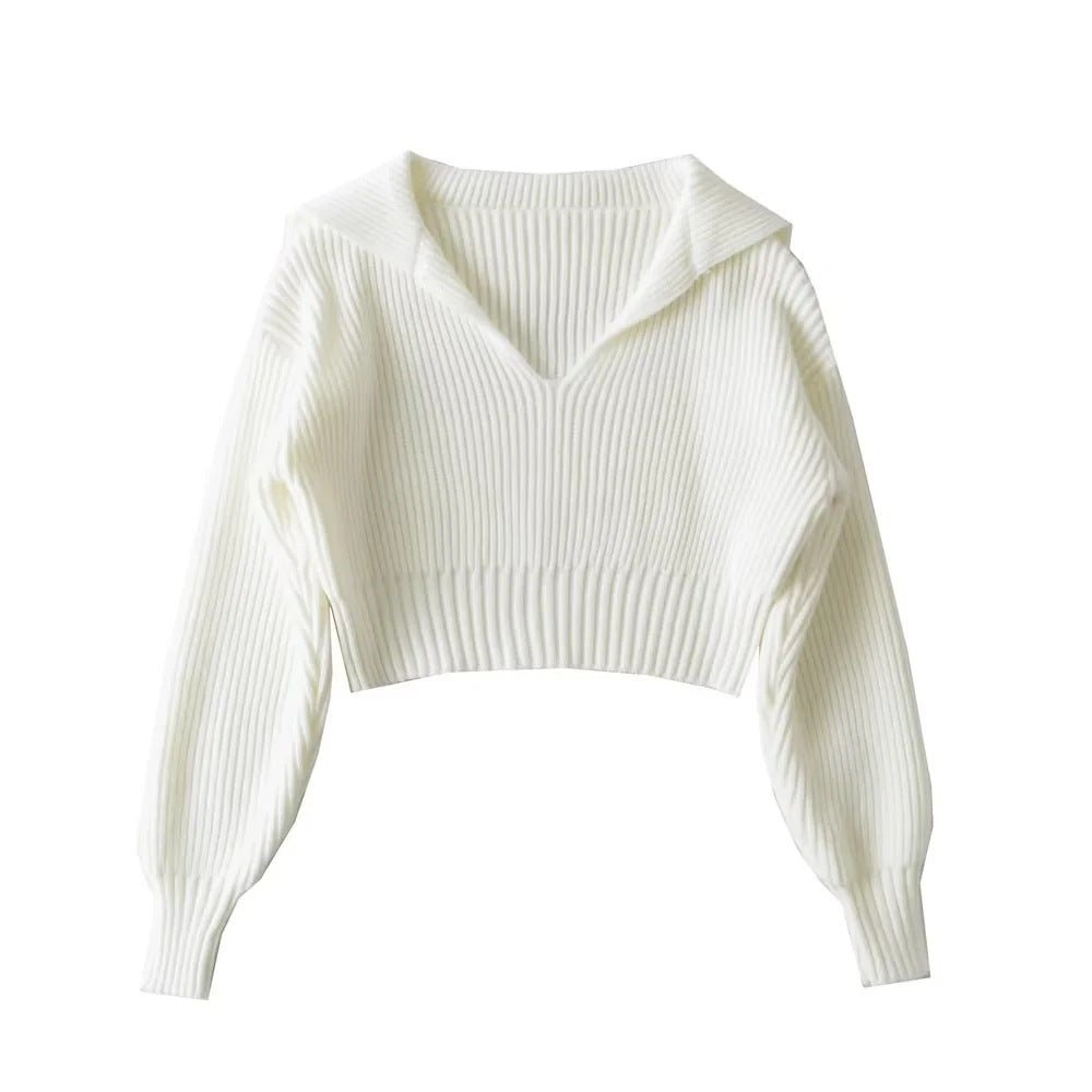 Four - color lapel versatile knitted sweater - Negative Apparel