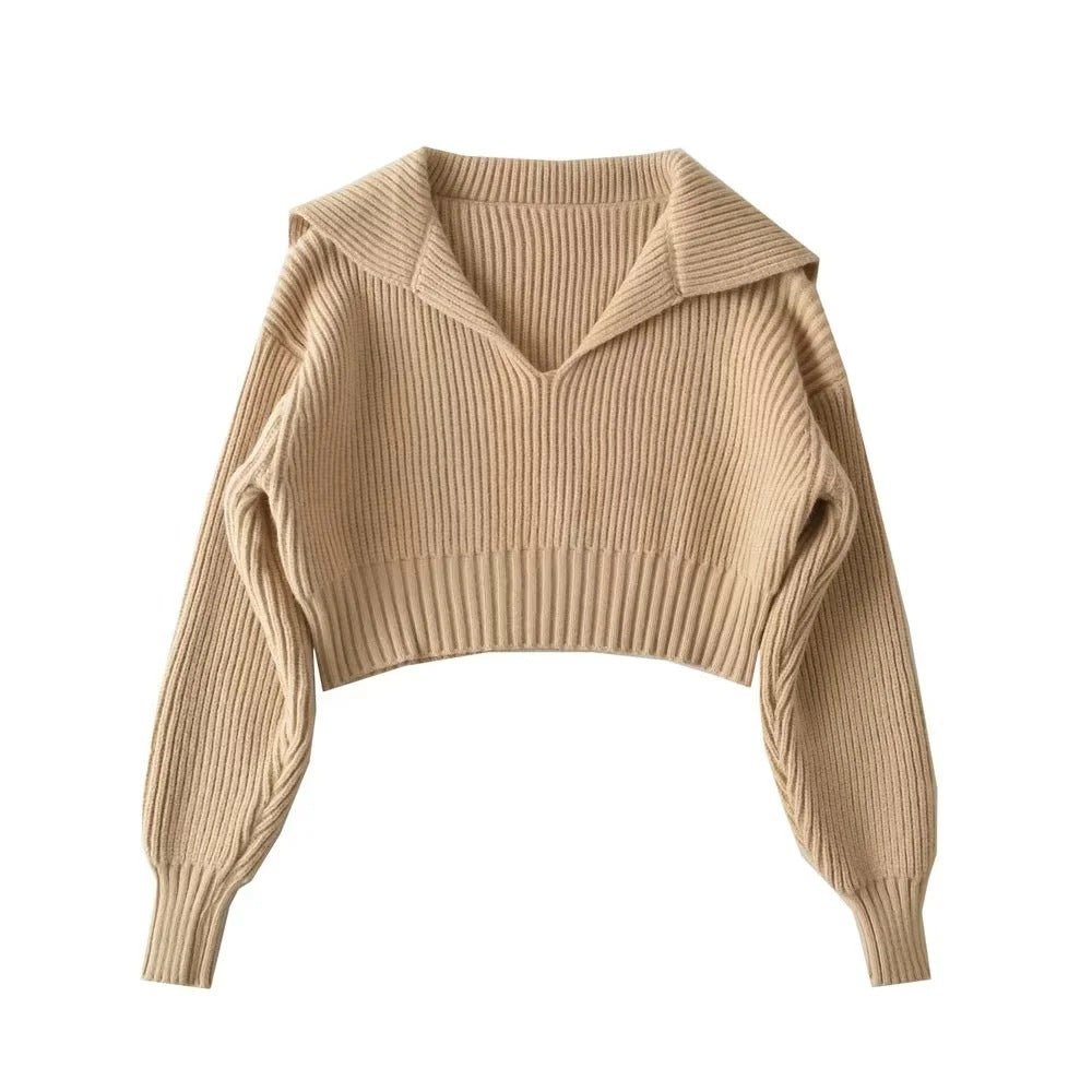 Four - color lapel versatile knitted sweater - Negative Apparel