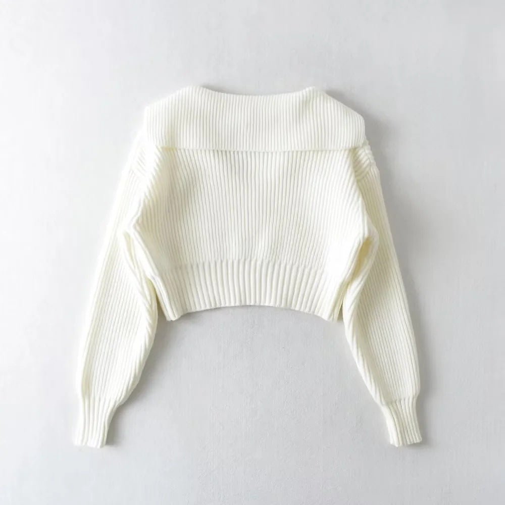 Four - color lapel versatile knitted sweater - Negative Apparel