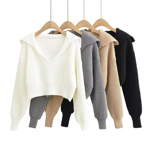 Four - color lapel versatile knitted sweater - Negative Apparel