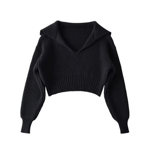 Four - color lapel versatile knitted sweater - Negative Apparel