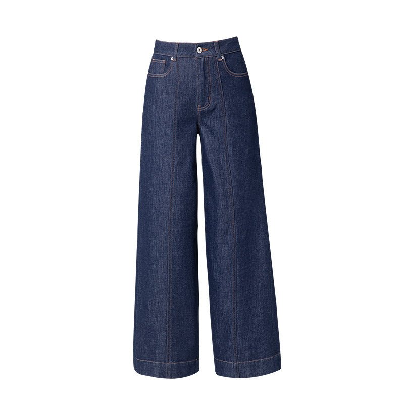 Four - sided elastic wide - leg pants jeans women's 2025 spring new Tencel high - waisted thin loose and versatile straight - leg pants - Negative Apparel