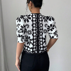 French pattern lantern - sleeved cardigan women's top - Negative Apparel