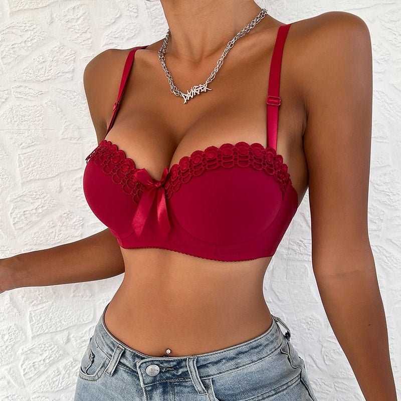 French style bra smooth surface with steel ring adjustment shape up to show, half cup bra - Negative Apparel