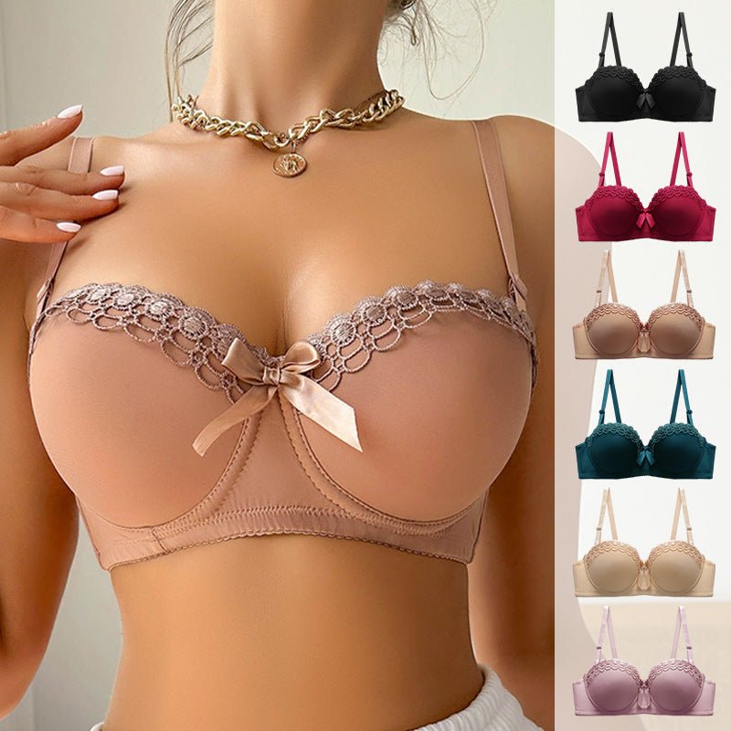 French style bra smooth surface with steel ring adjustment shape up to show, half cup bra - Negative Apparel